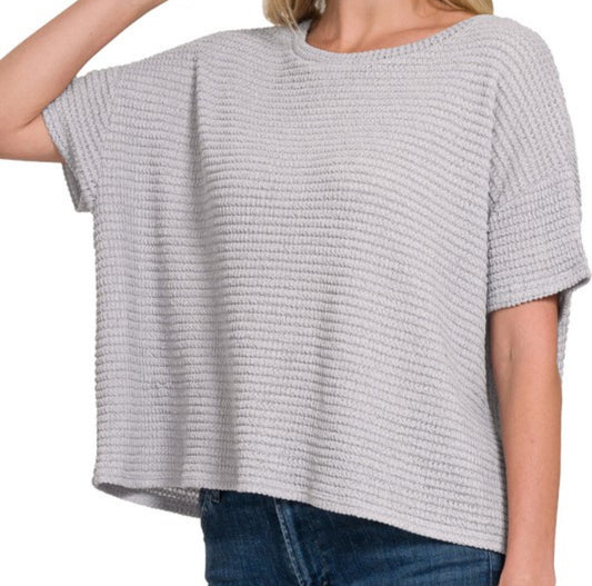 Drop Shoulder Short Sleeve in Heather Grey