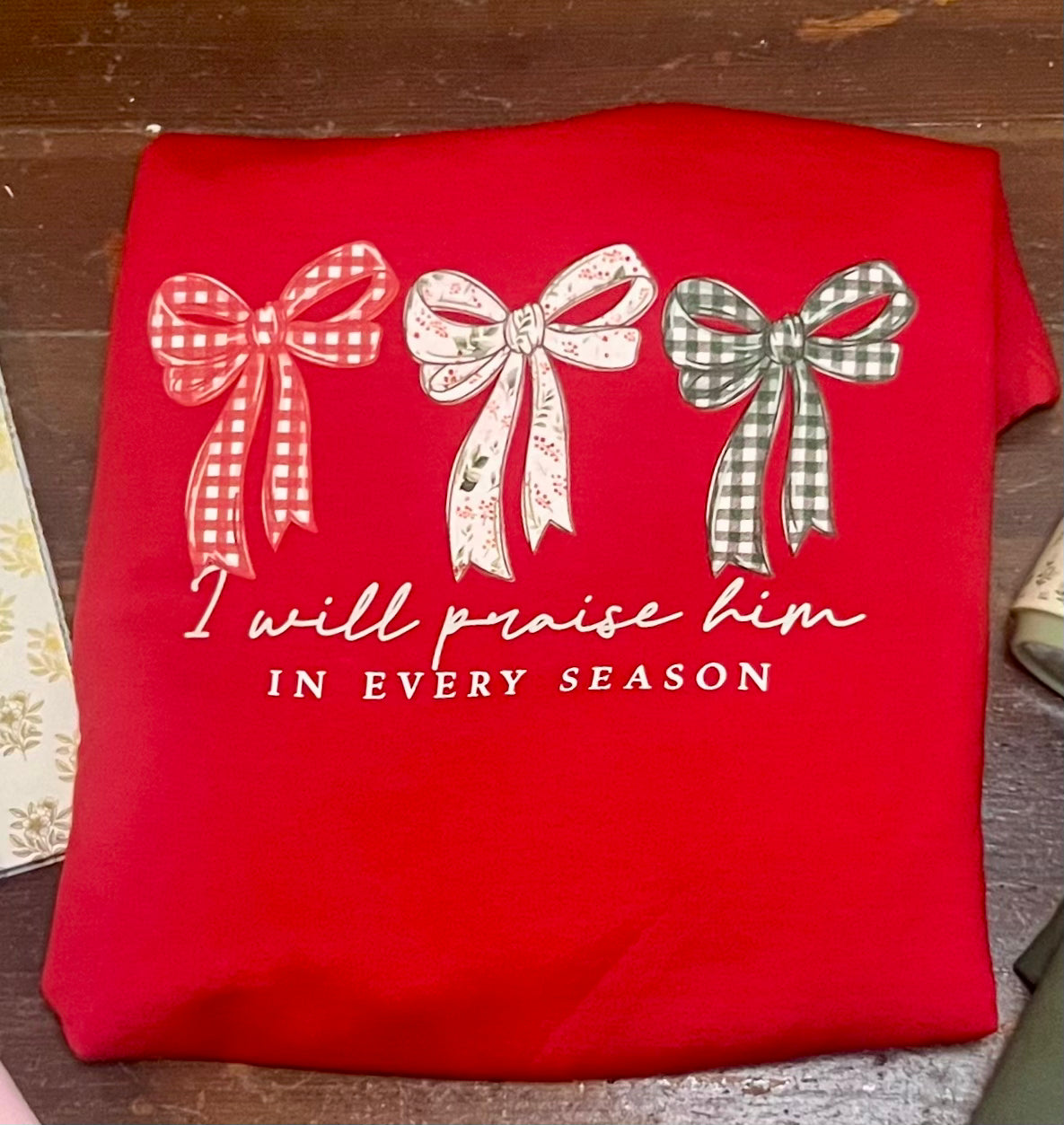 Graphic - Praise Him Sweatshirt in Red