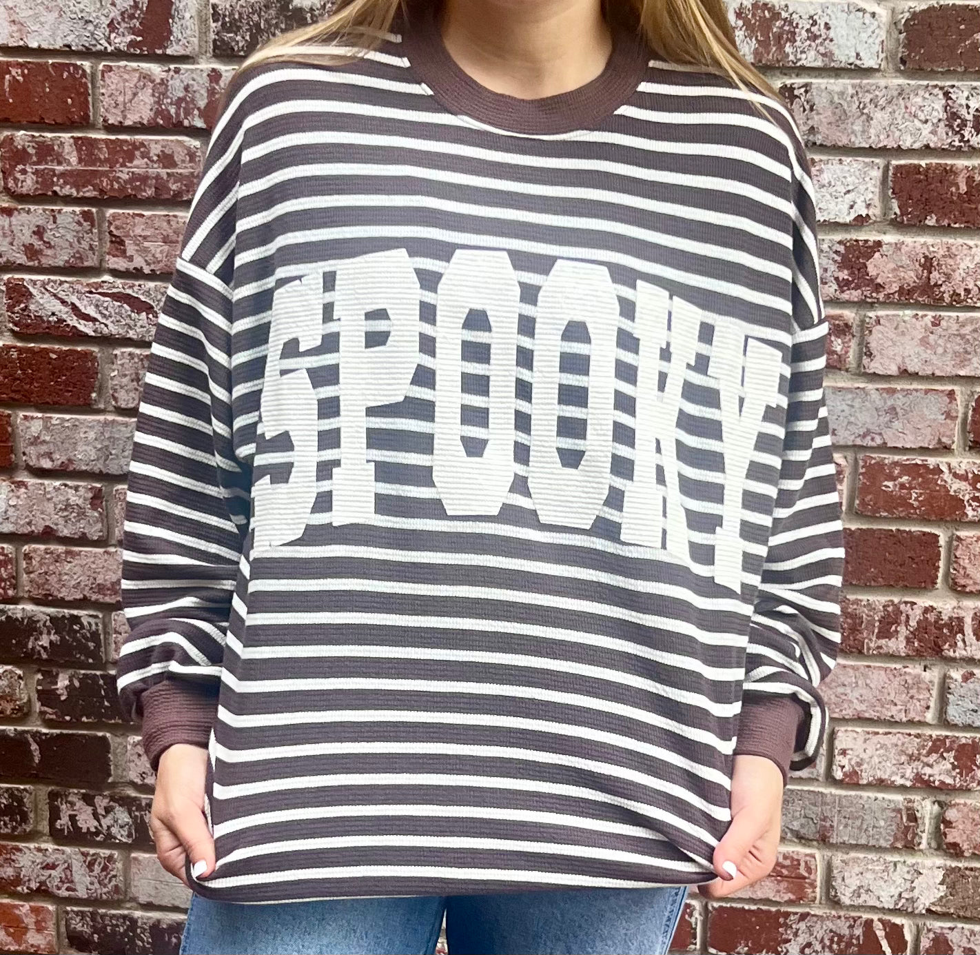 Spooky Cloudy Knit Top in Brown