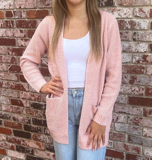 Casual Open Cardigan in Pink
