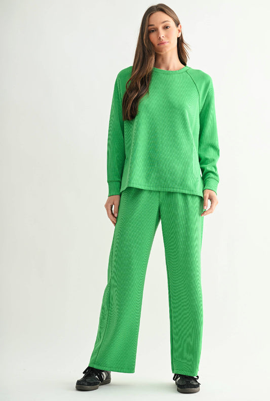 Mono B Luxe Ribbed 2-Piece Set in Green