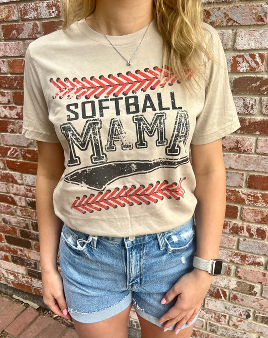 Graphic - Softball Mama Tee in Tan