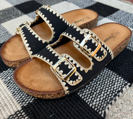 Double Strap Sandal in Black