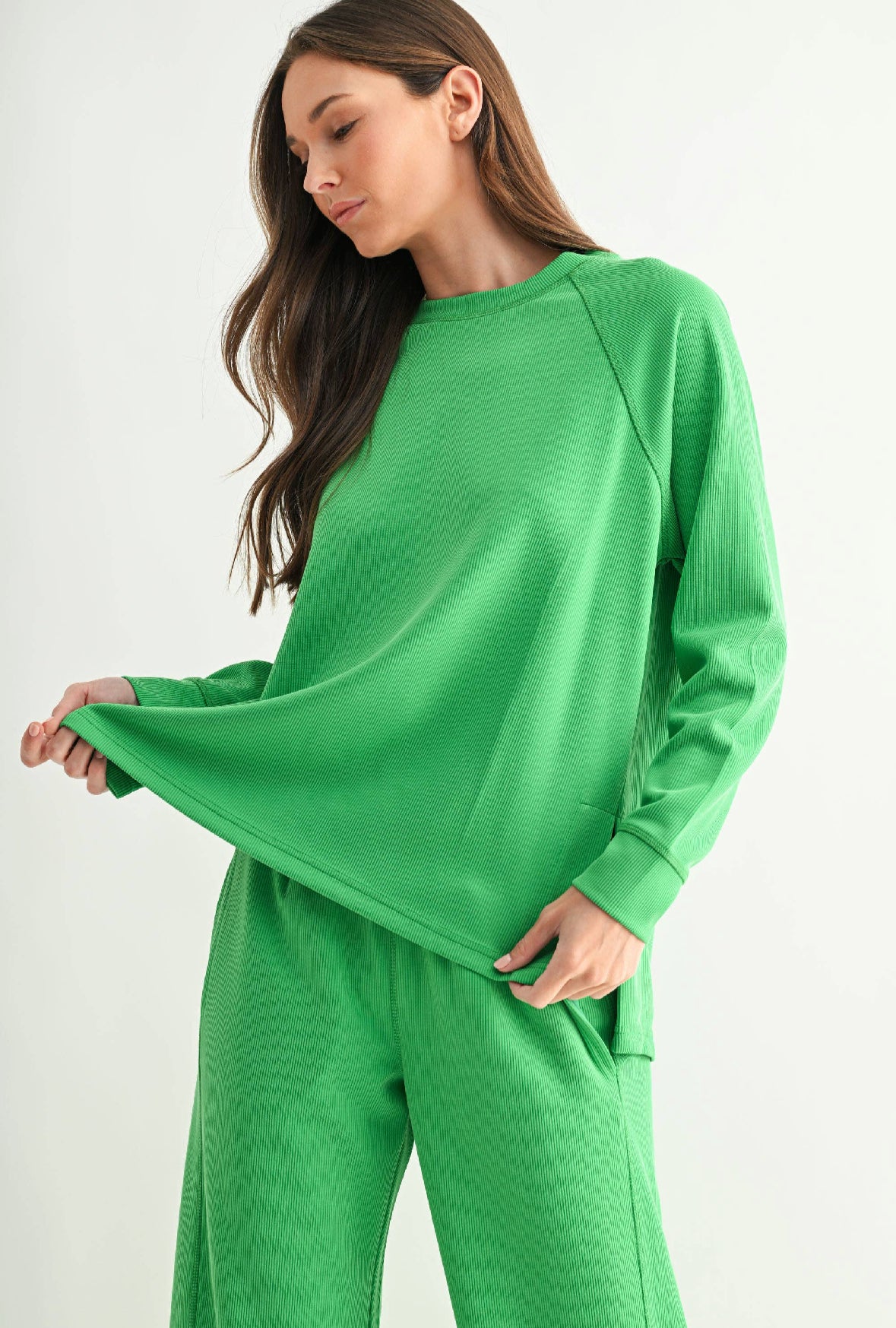 Mono B Luxe Ribbed 2-Piece Set in Green
