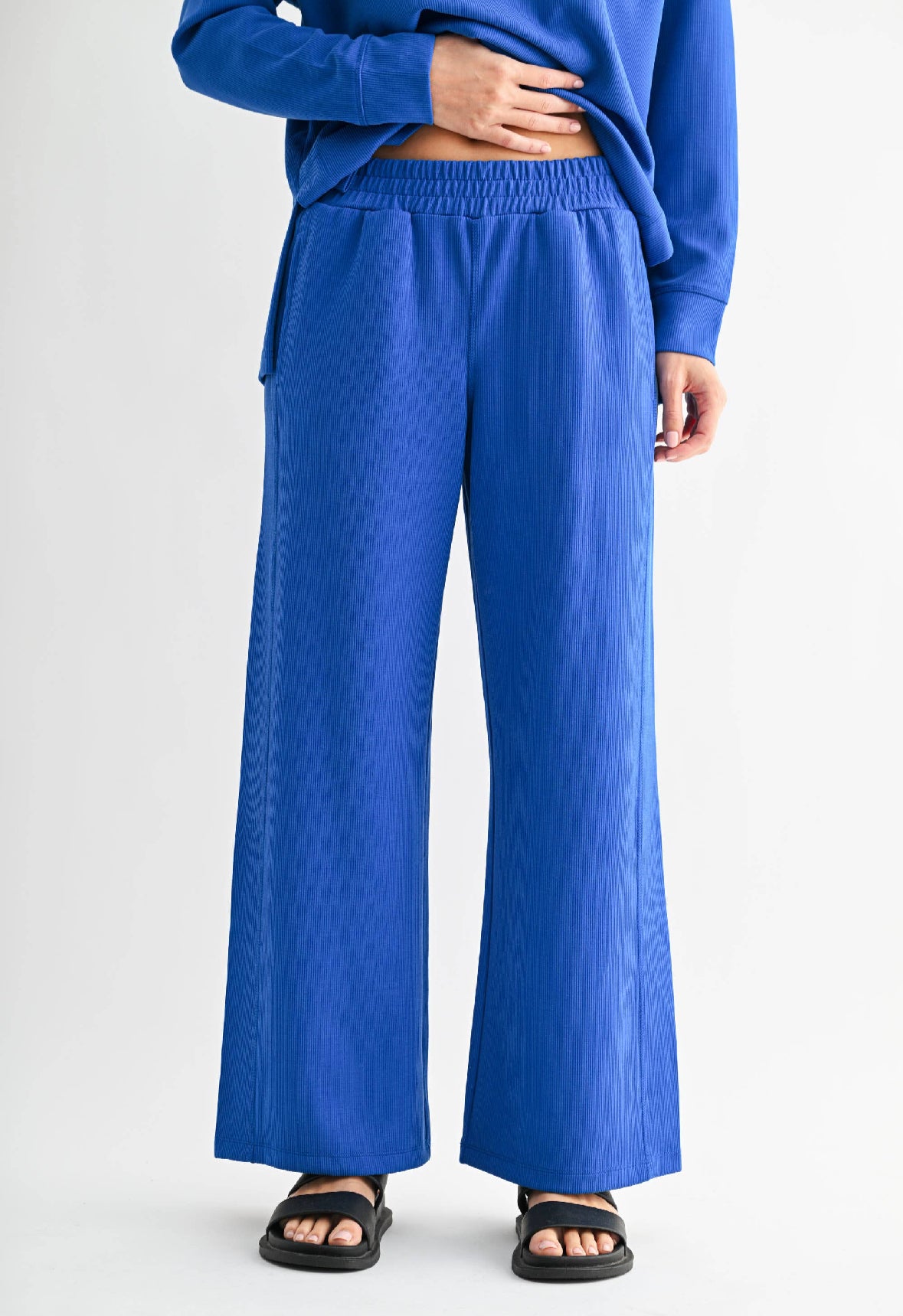 Mono B Luxe Ribbed 2-Piece Set in Deep Indigo