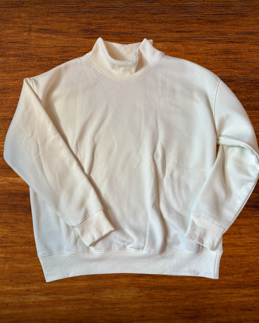 Oversized Mock Neck Sweatshirt in Cream