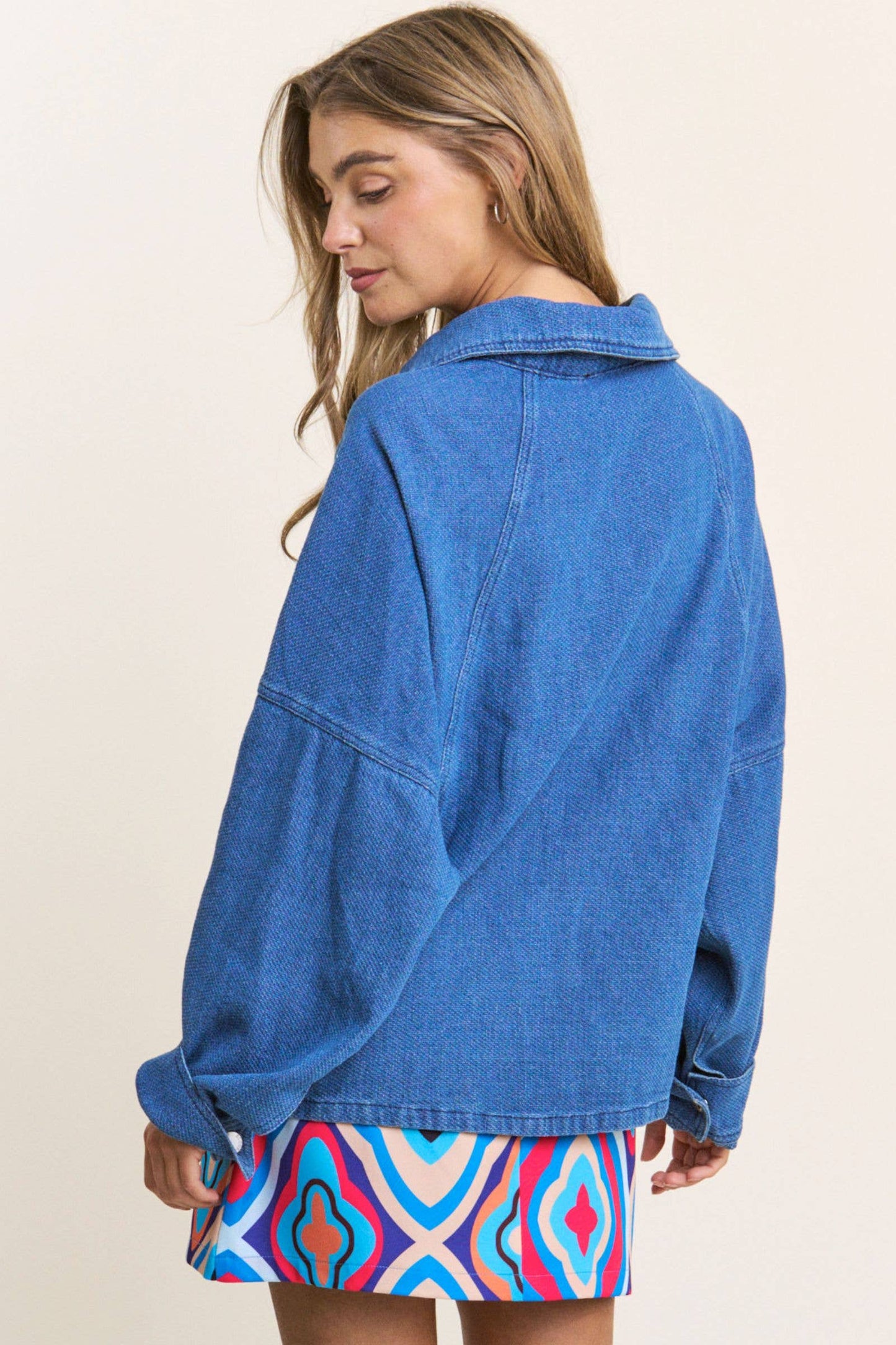 Oversized Snap Button Denim Shacket