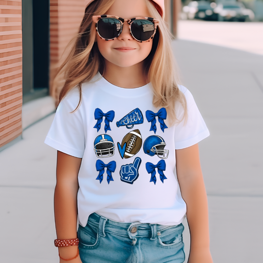 Kid Graphic - Football And Bows in Blue