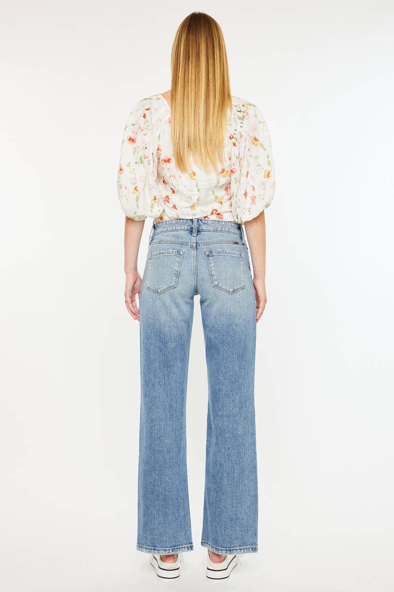 KanCan Mid Rise Straight Denim in Medium Wash