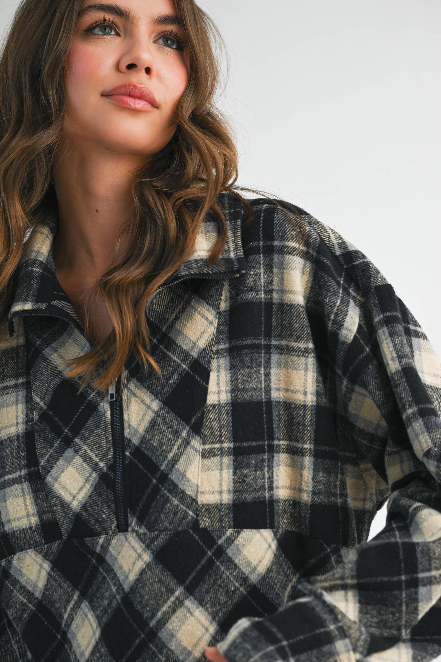 Mya Plaid Pullover in Black