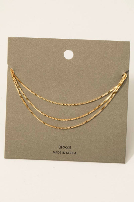 Triple Layered Mini Chain Necklace in Gold