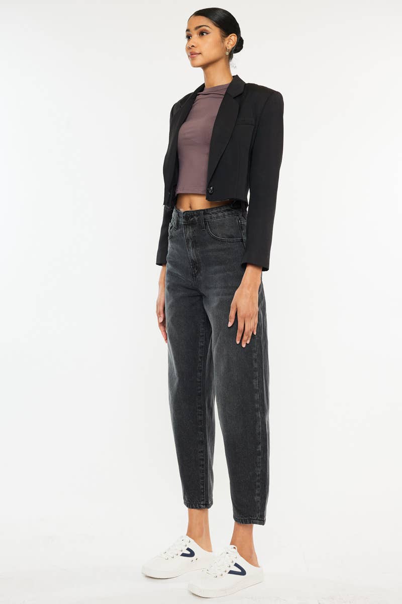 KanCan High Rise Balloon Denim in Dark Grey