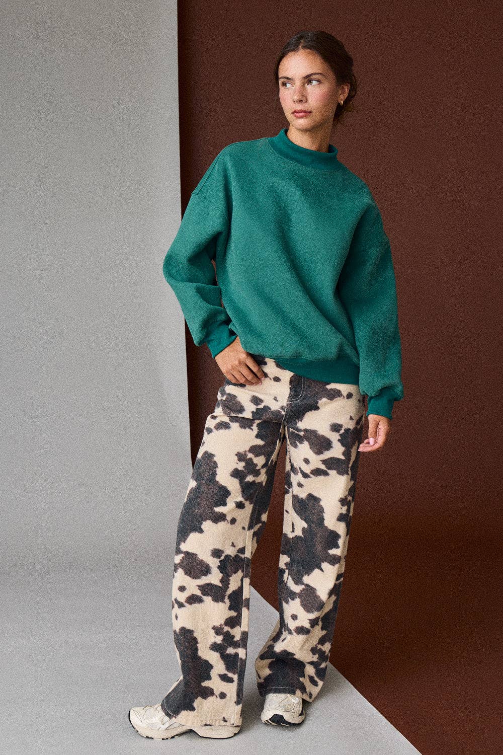 Mock Neck Pullover in Green