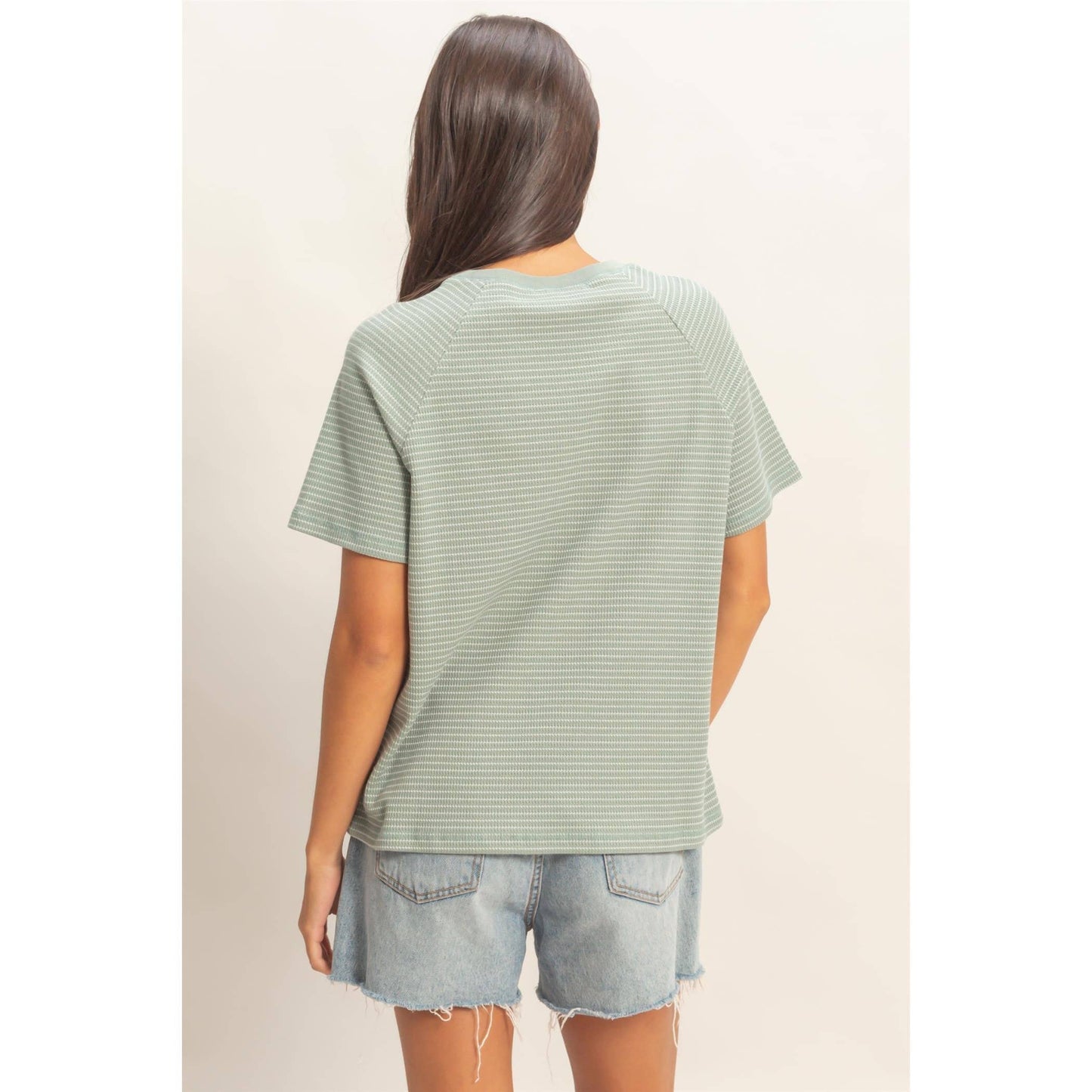 Striped Raglan Top in Cream