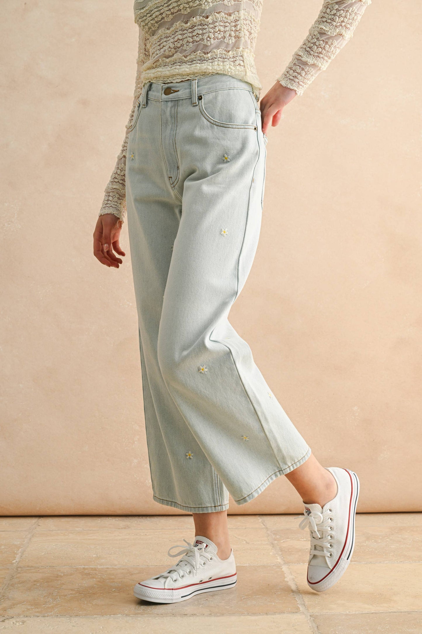 Flower Embroidery Denim