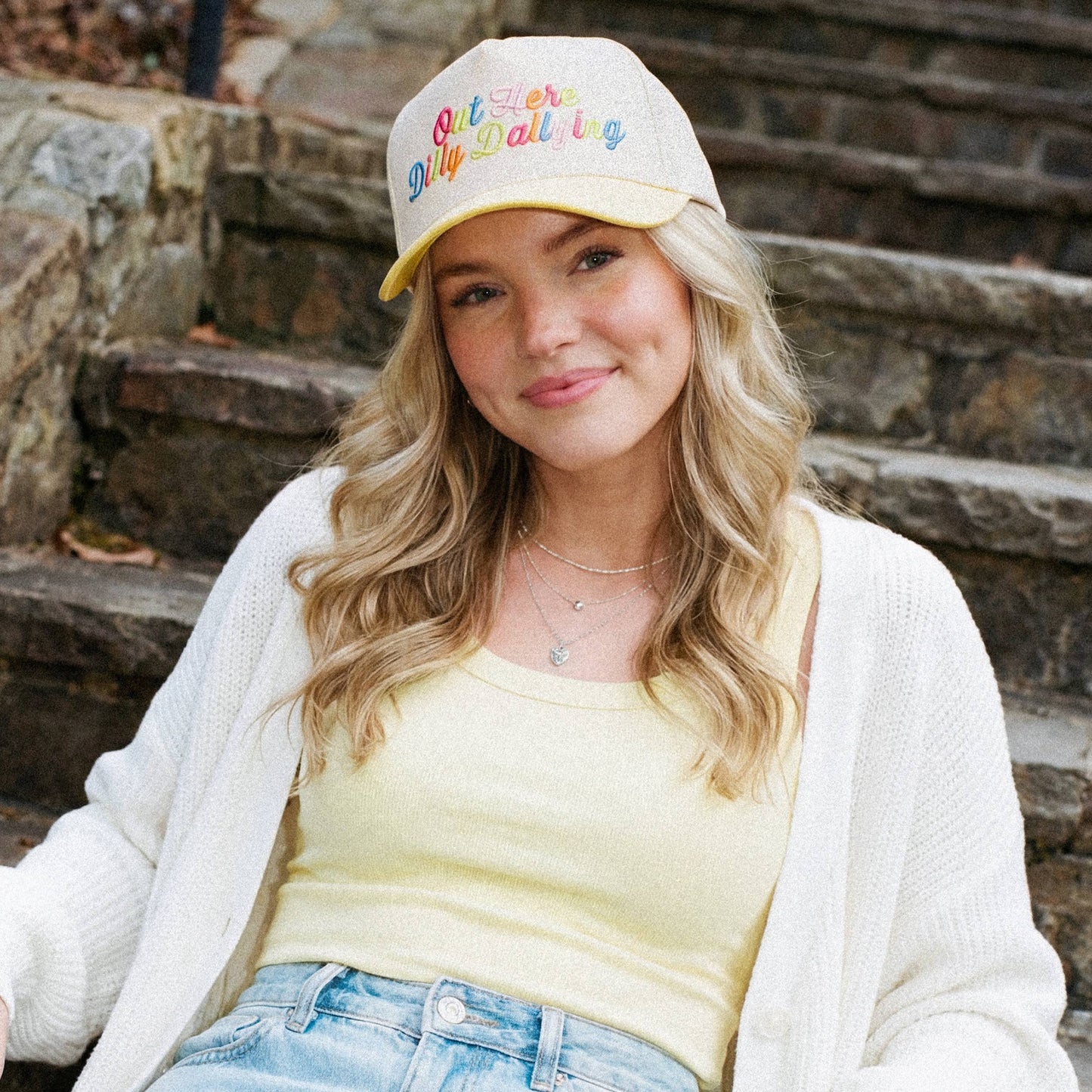 Trucker Hat - Out Here Dilly Dallying in Yellow