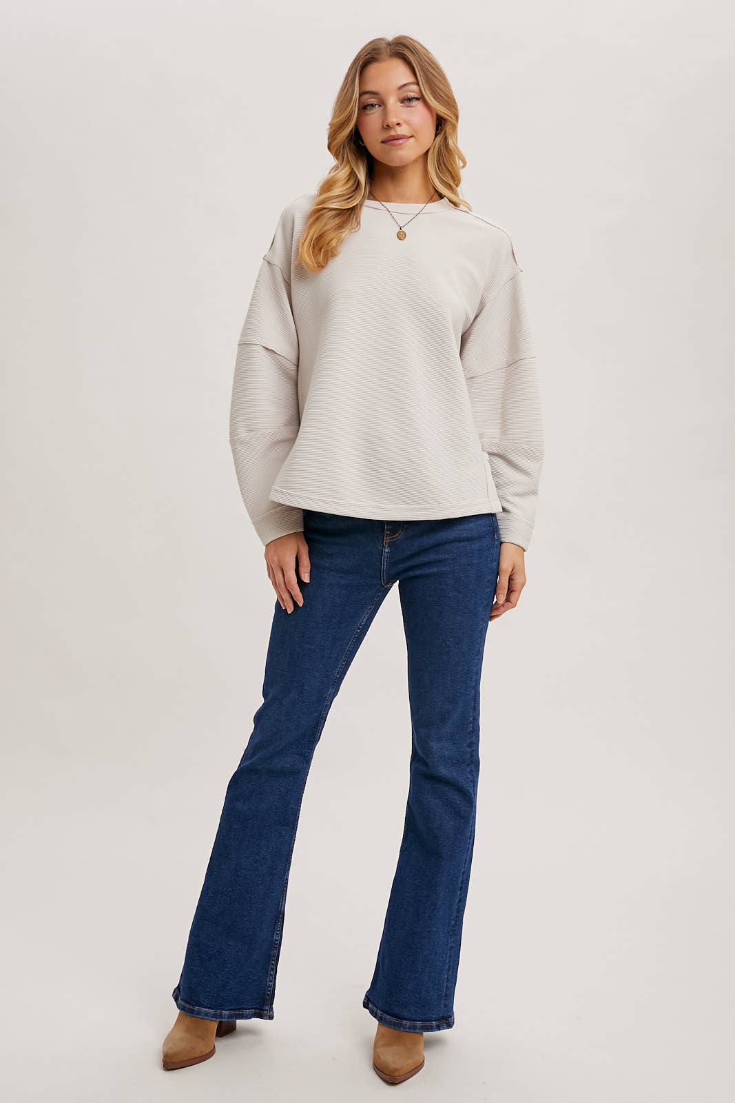 Oversized Side Slit Sweatshirt in Ecru