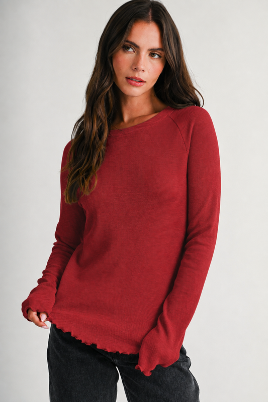 Thermal Lettuce Edge Top in Red