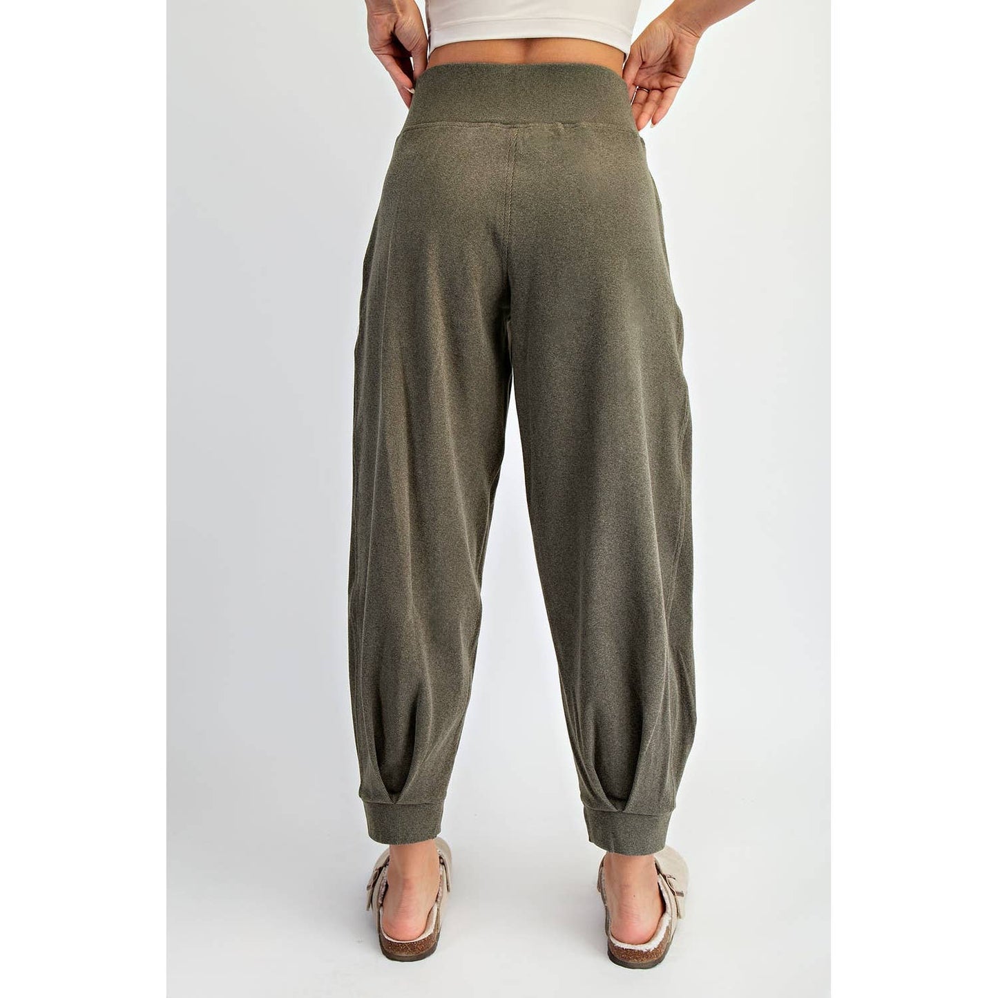 Brushed Rib Cocoon Joggers in Olive