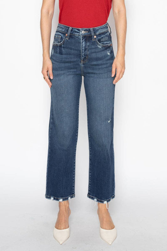 Tummy Control High Rise Straight Denim in Dark Wash