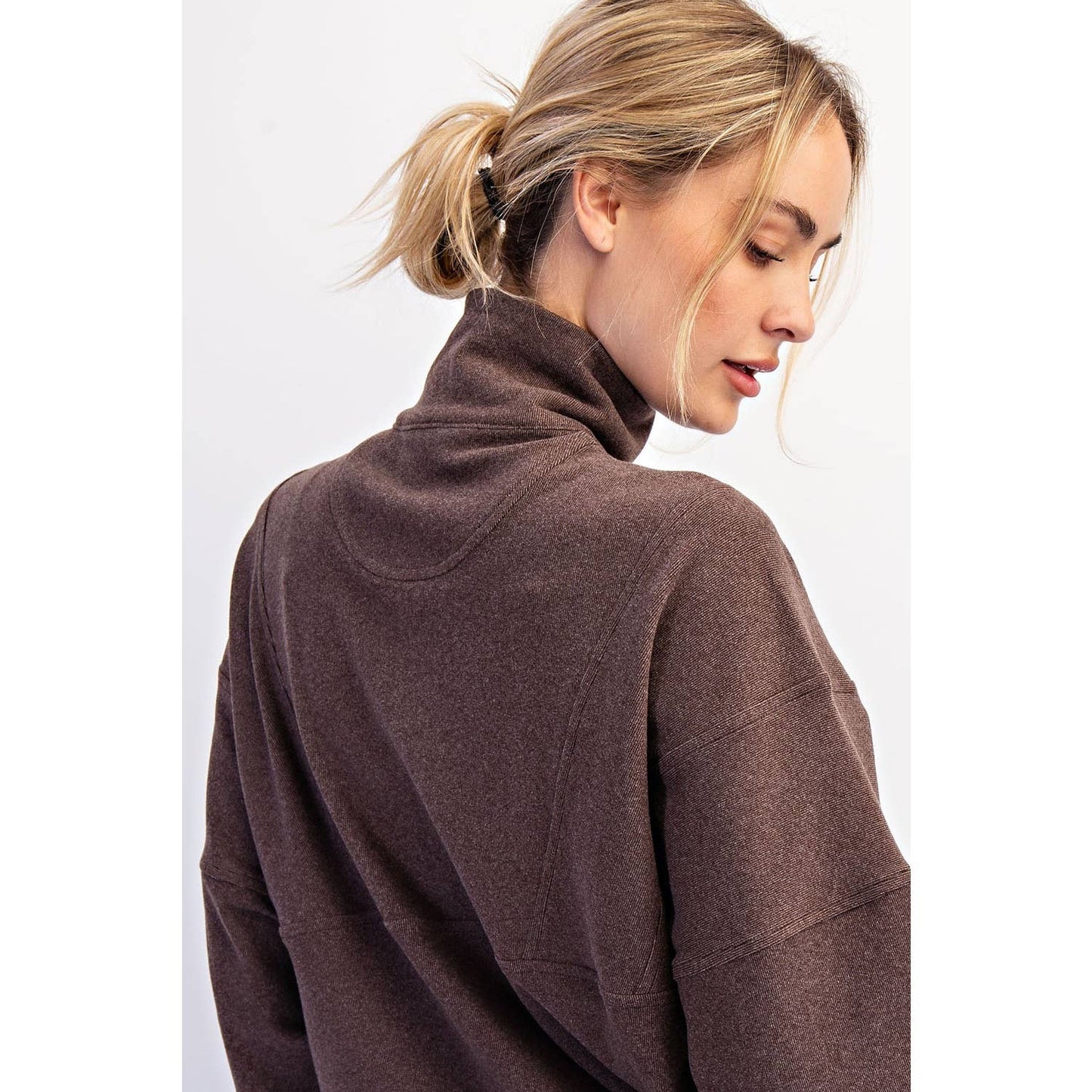 Brushed Rib Pullover in Espresso