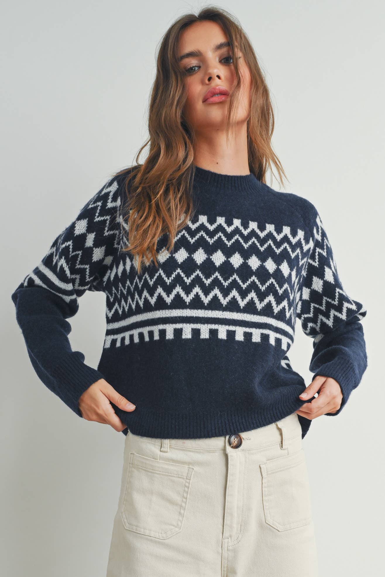 Fall Aztec Sweater in Navy