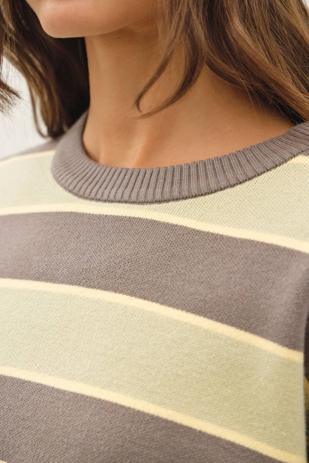 Boxy Striped Top in Olive