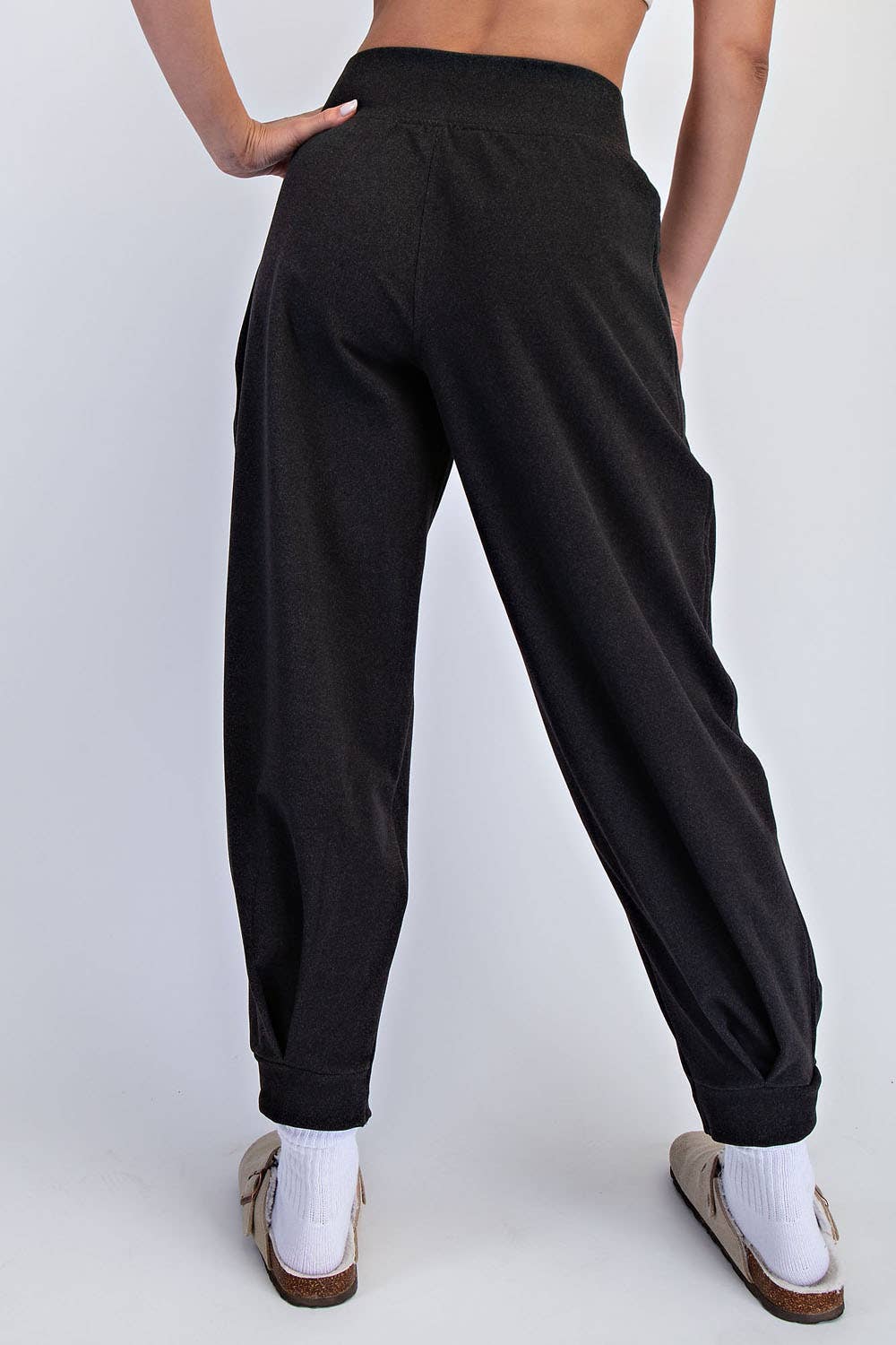 Brushed Rib Cocoon Joggers in Black