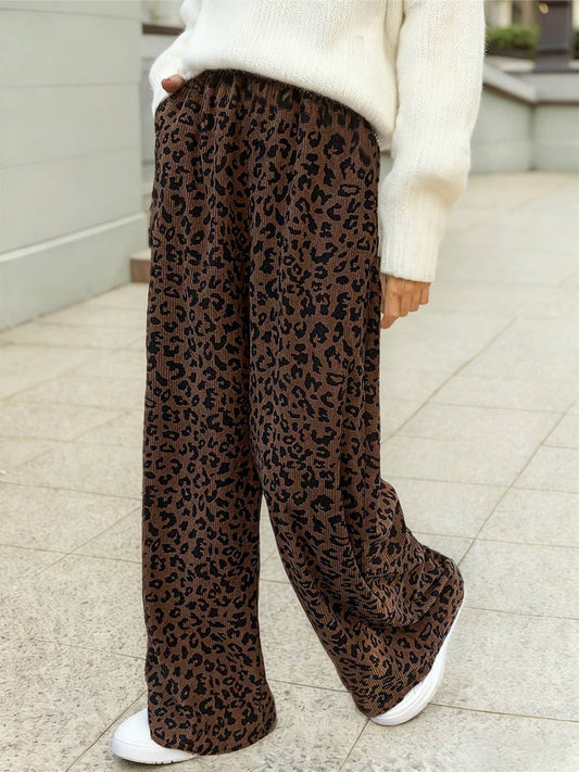 High Rise Leopard Corduroy Pants