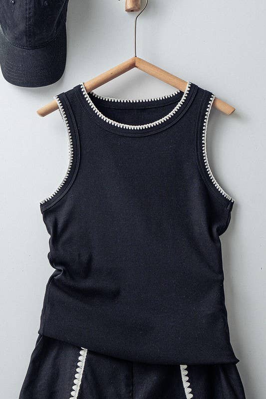 Structure Knit Tank in Black