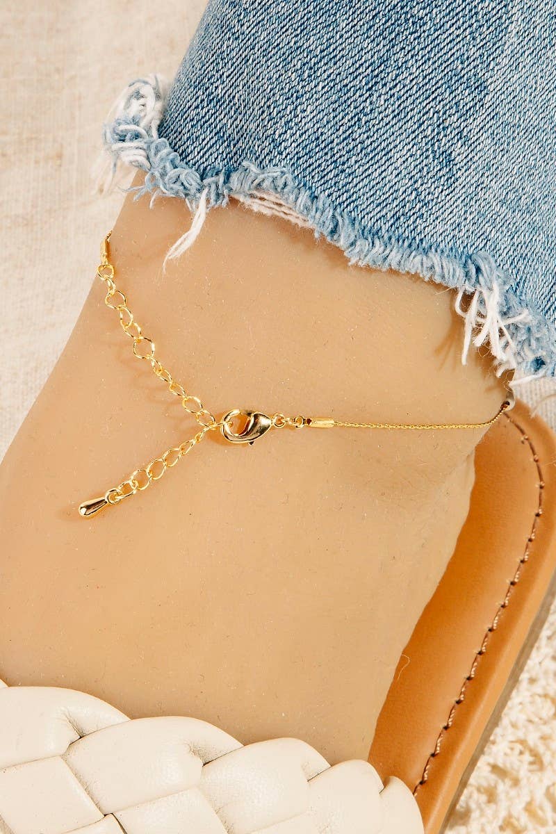 Pearl Beads Chain Anklet in Gold