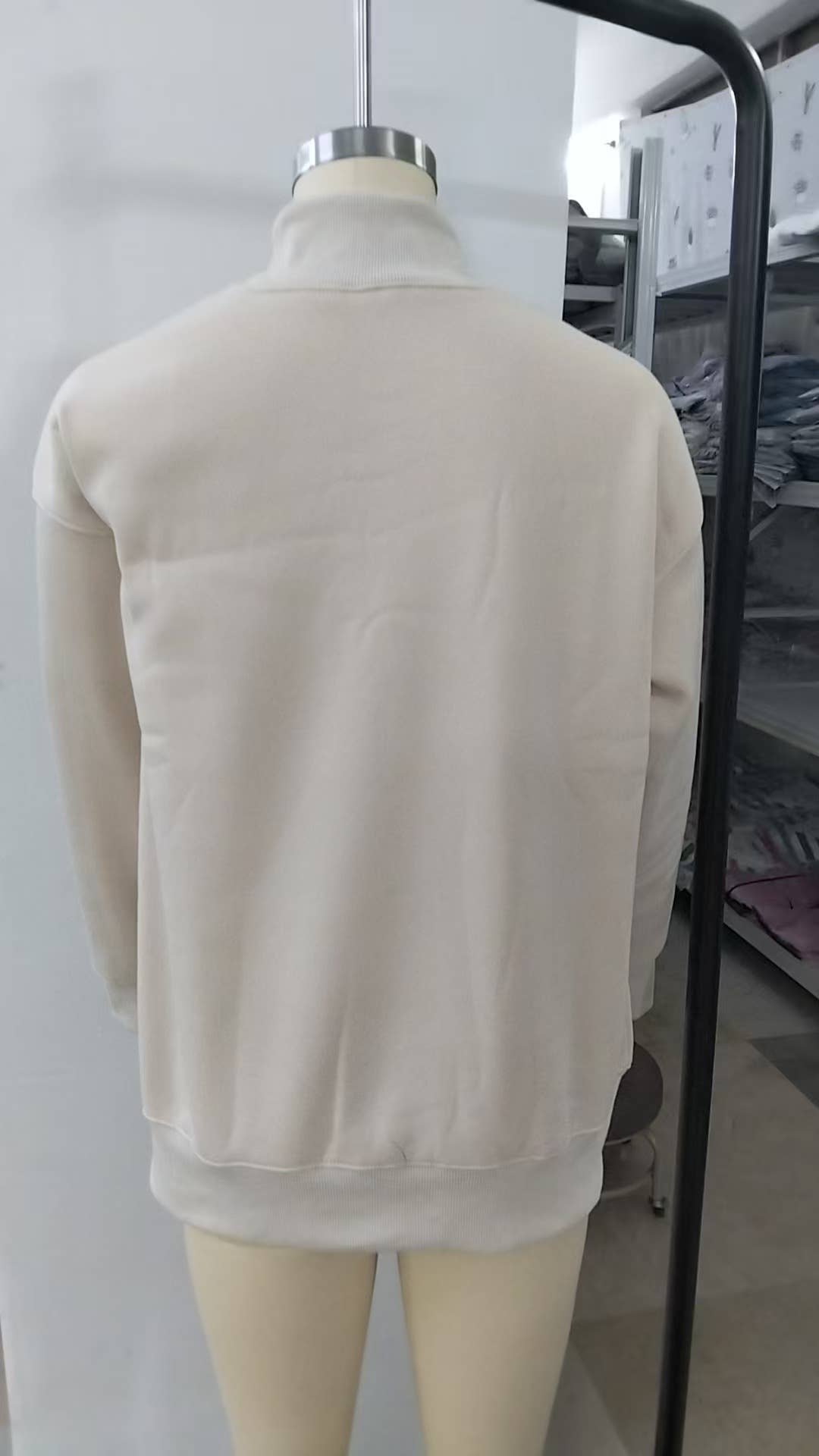 Oversized Mock Neck Sweatshirt in Cream