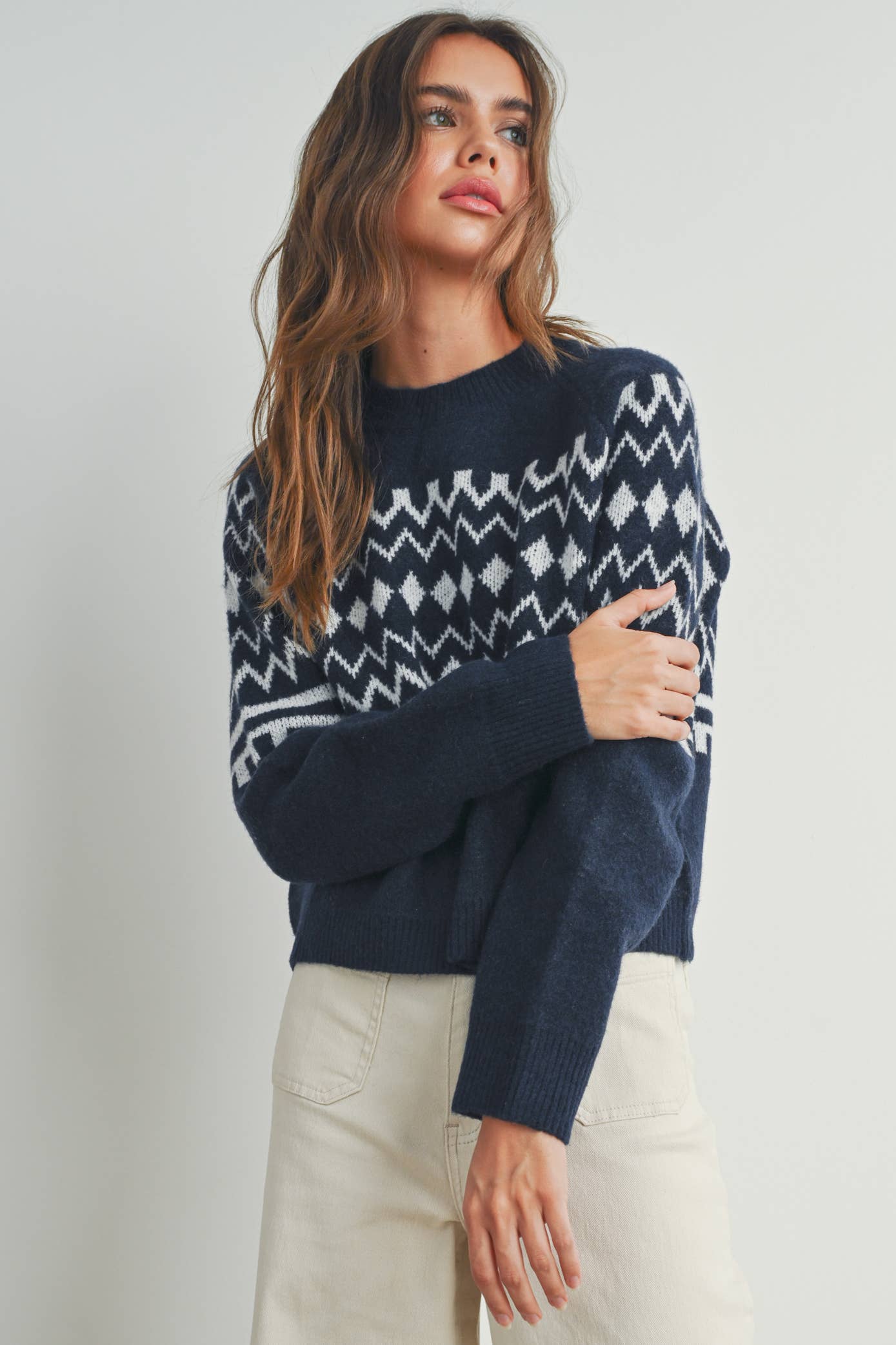 Fall Aztec Sweater in Navy