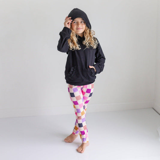 Kids Ruffle Hoodie & Checkered Legging Set