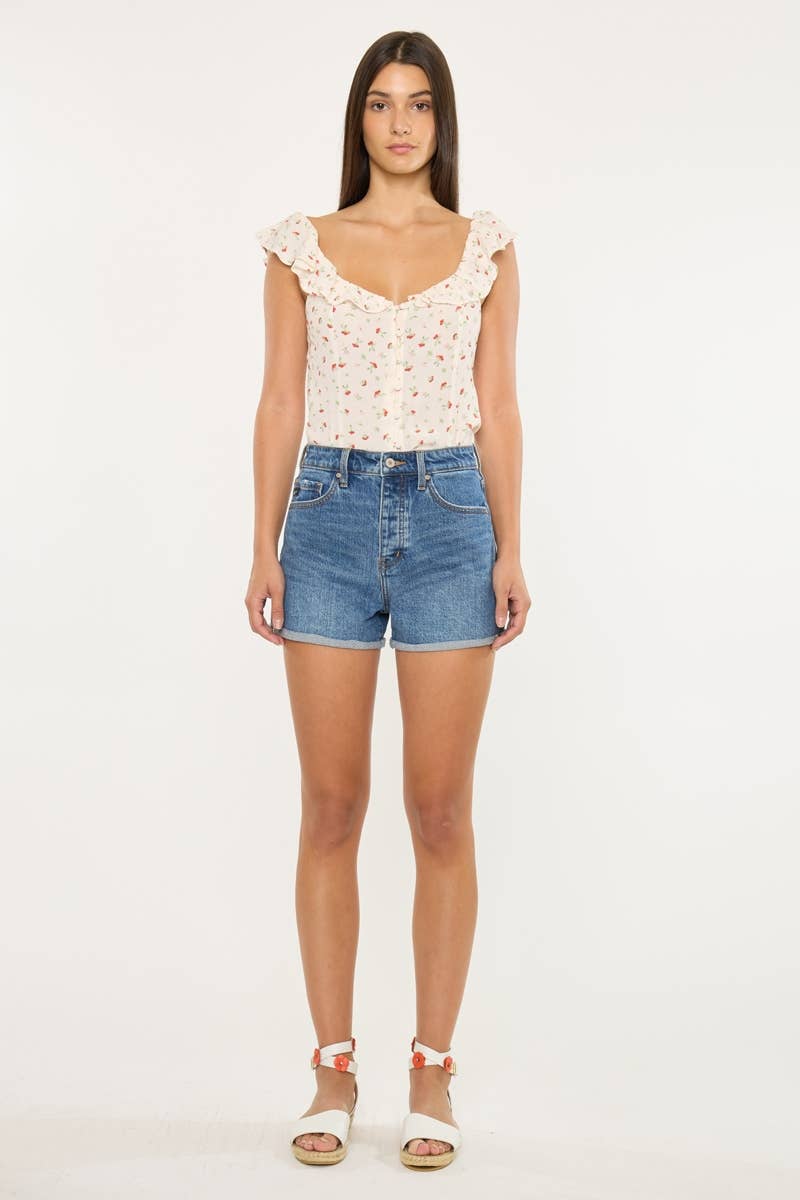 KanCan High Rise Denim Shorts in Dark Wash