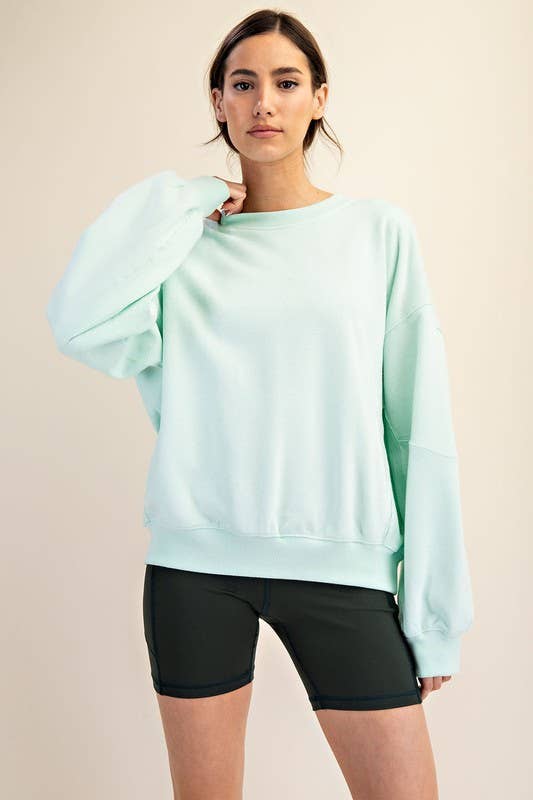 French Terry Pullover in Fresh Mint