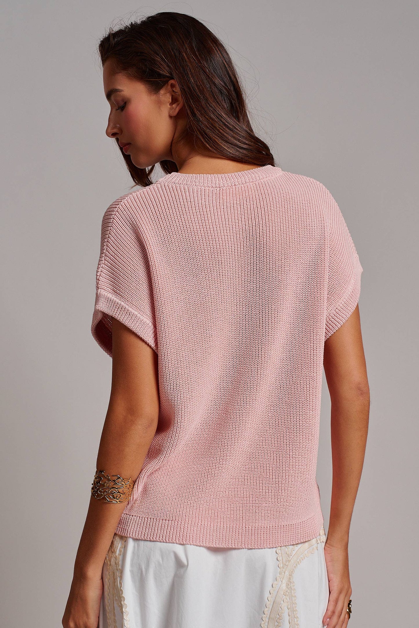 Boxy Knit Top in Pink