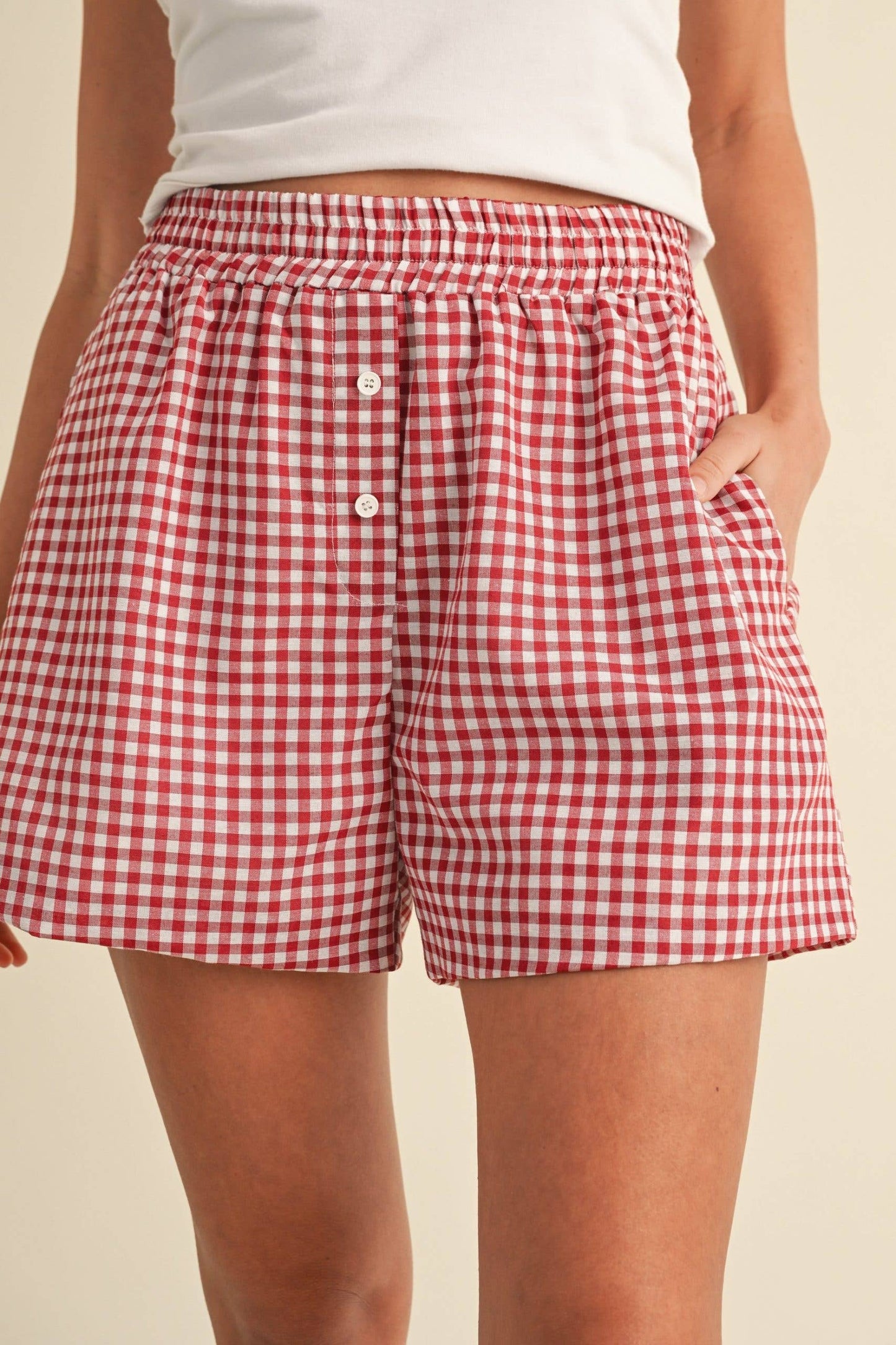 Gingham Boxer Shorts in Red