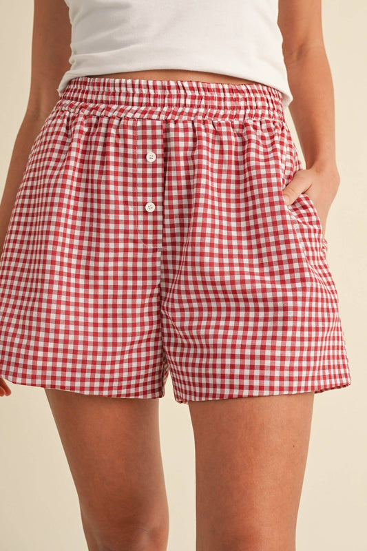 Gingham Boxer Shorts in Red