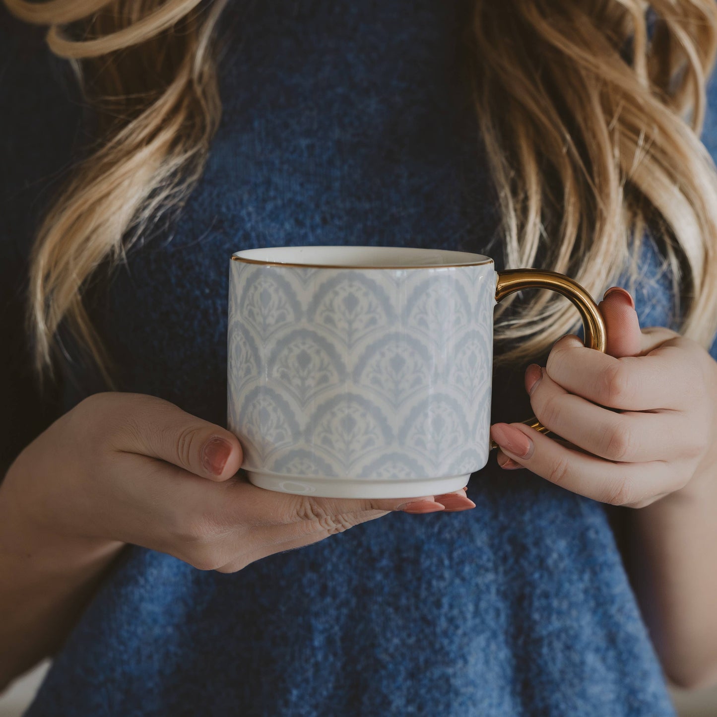Fan Quilt Coffee Mug in Blue