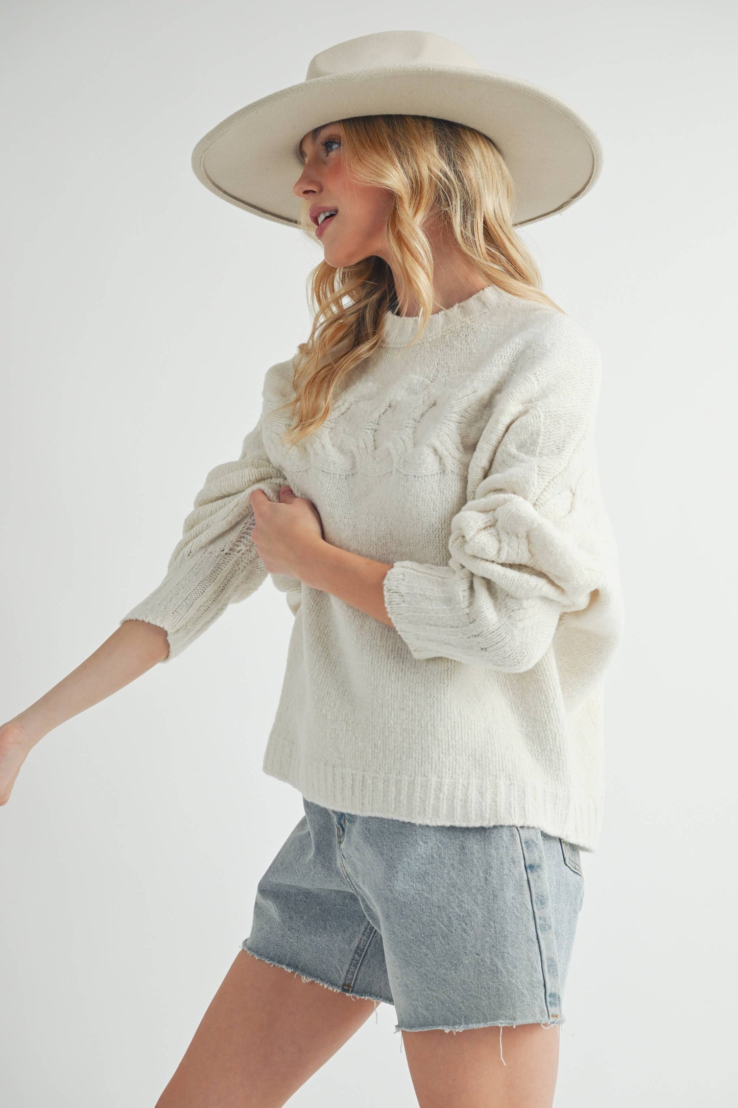 LARGE - Elaine Sweater in White