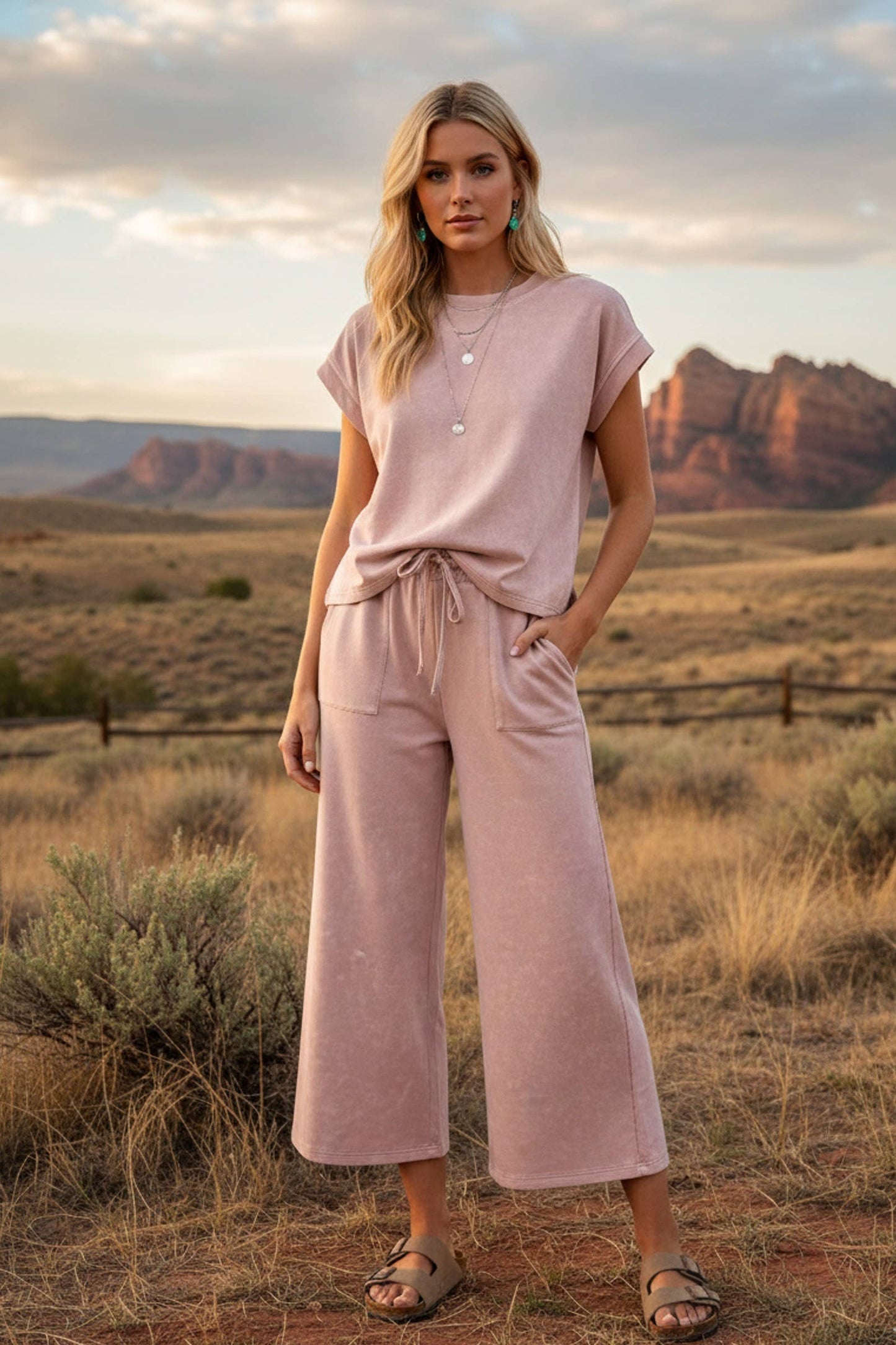 Mineral Wash Scuba Set in Dusty Mauve