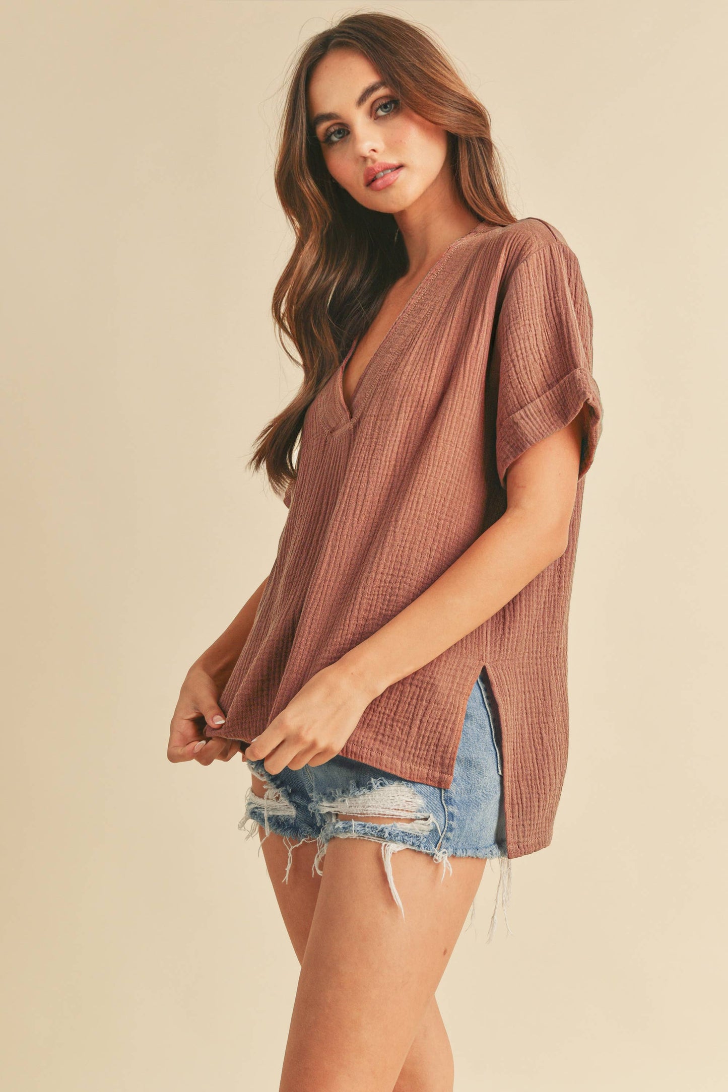 Flowy Trudie Top in Terracotta