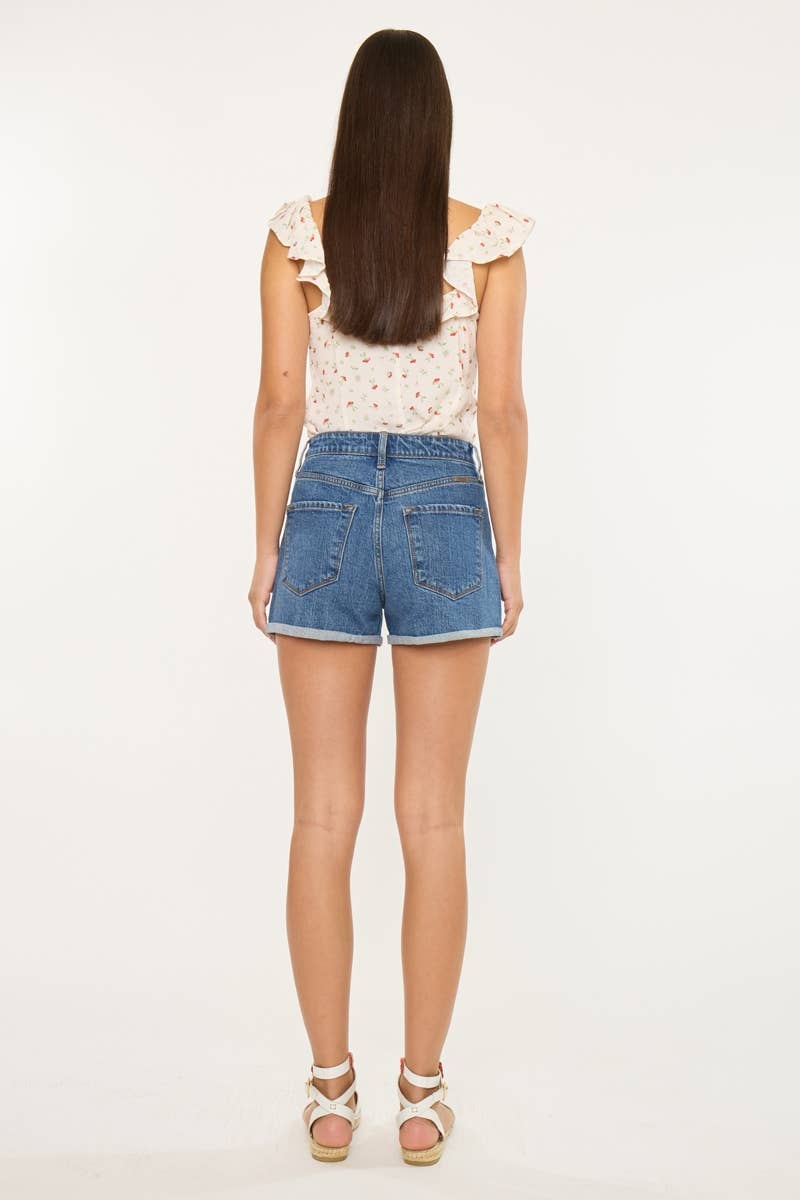 KanCan High Rise Denim Shorts in Dark Wash