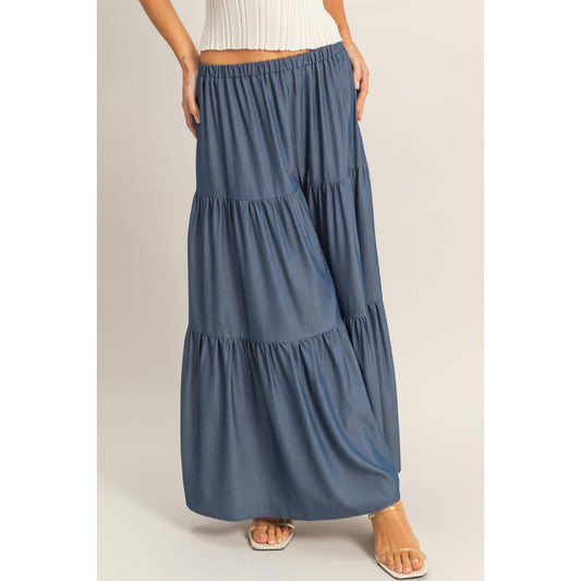 Tiered Denim Skirt