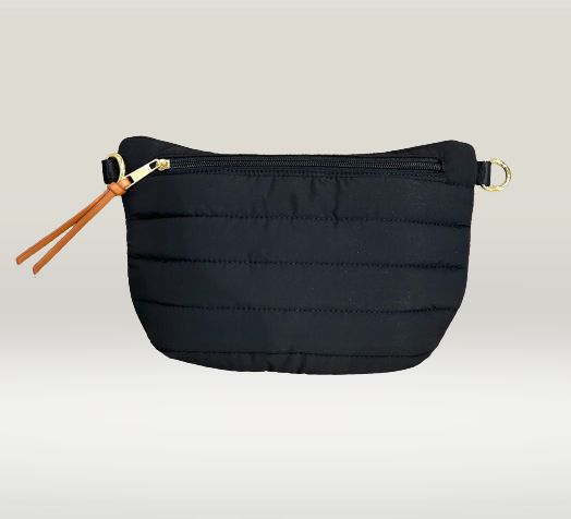 Quilted Waist Sling Bag in Black