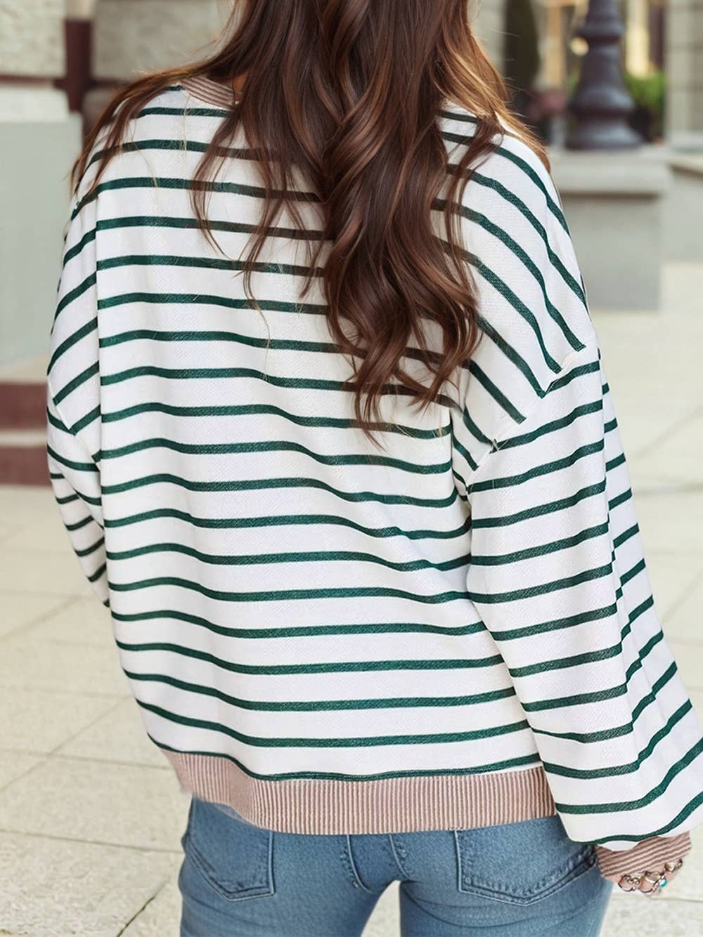 Ribbed Patchwork Drop Shoulder Sweatshirt