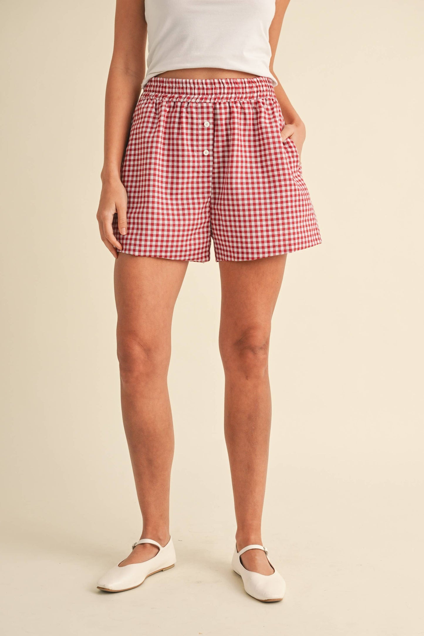 Gingham Boxer Shorts in Red
