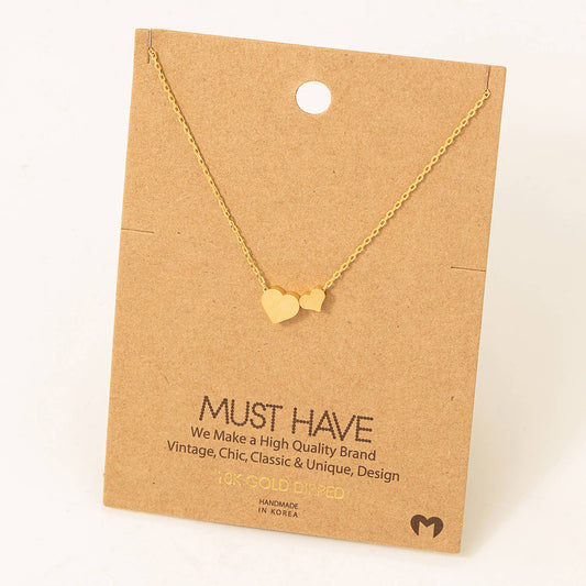 Mini Double Heart Necklace in Gold