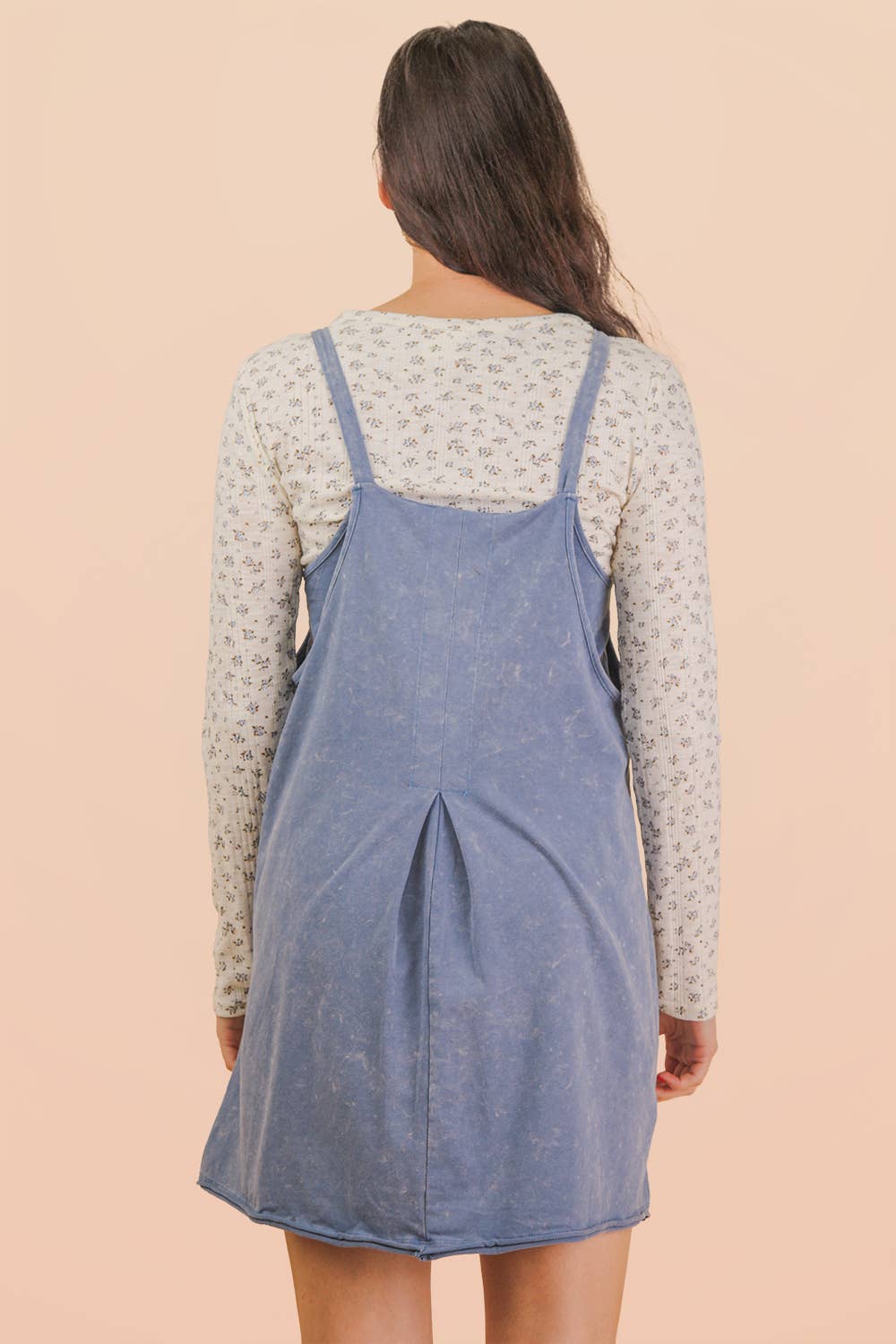 Mineral Washed Mini Dress in Denim Blue